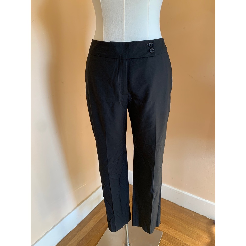 Faconnable Womens Black 100% Wool Straight Leg Dress Pants Size 12 Hungary